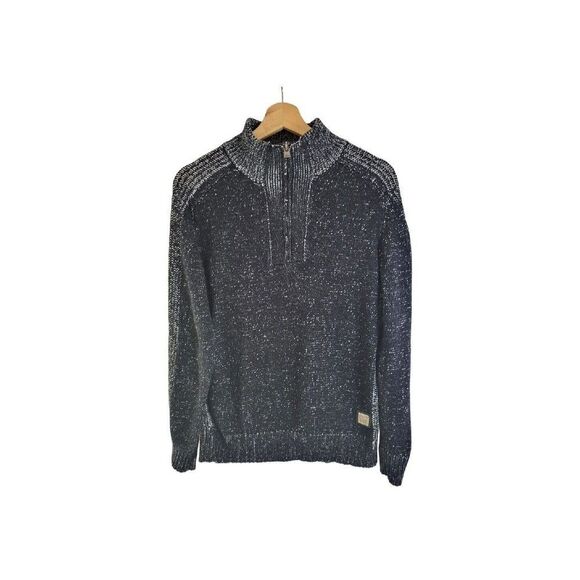 Xray jeans Black Marbled 1/4 Zip Mock Neck Sweater Size S Small Knit - Picture 11 of 11